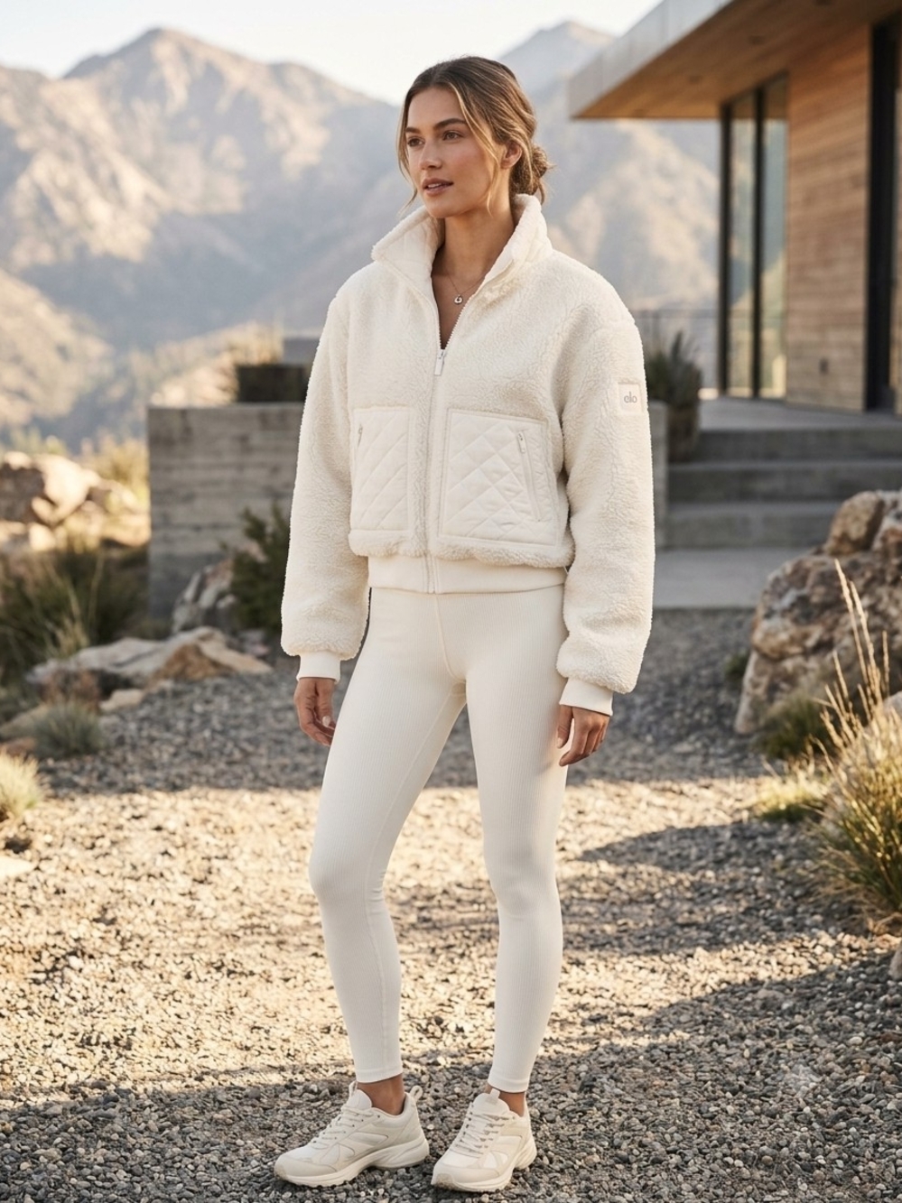 Alo Yoga Sherpa Edge Bomber Jacket In Ivory